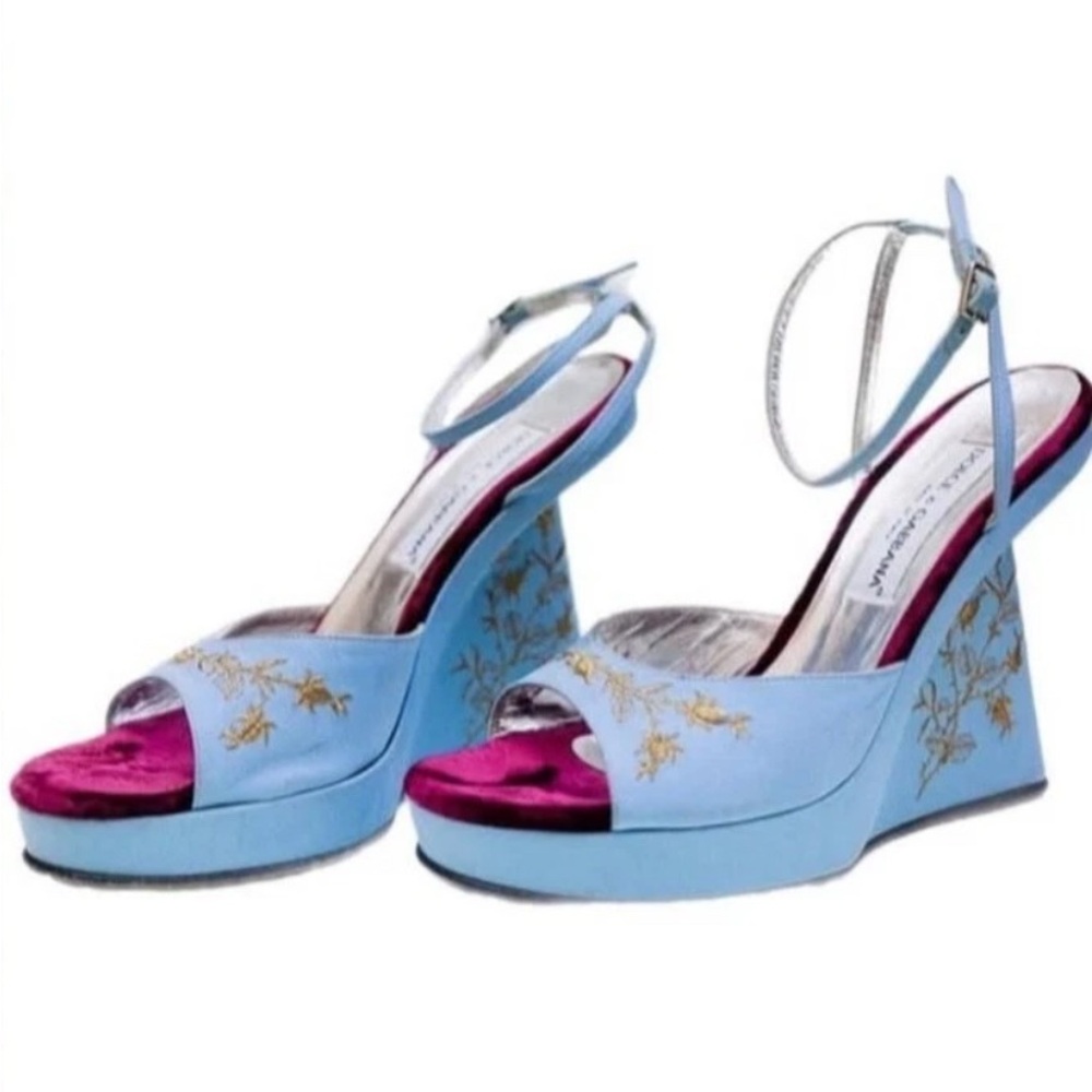 ISO! Dolce & Gabbana velvet embroidered wedges